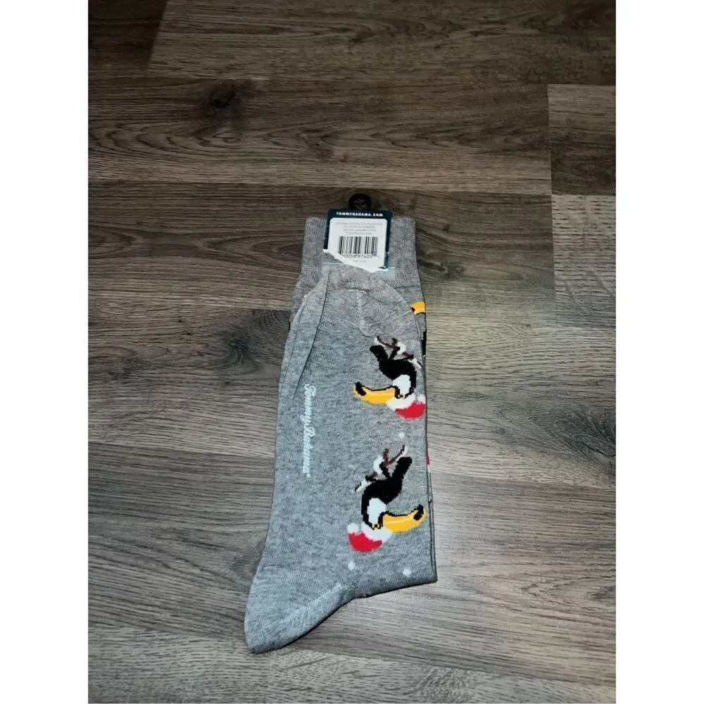 Tommy Bahama Men’s Fine Hosiery Grey Toucans Christmas Socks NEW 1 Pair